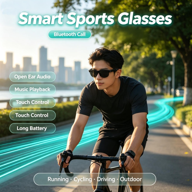 Smart Glasses Lens - Occhiali Sportivi Intelligenti con Audio Open-Ear,